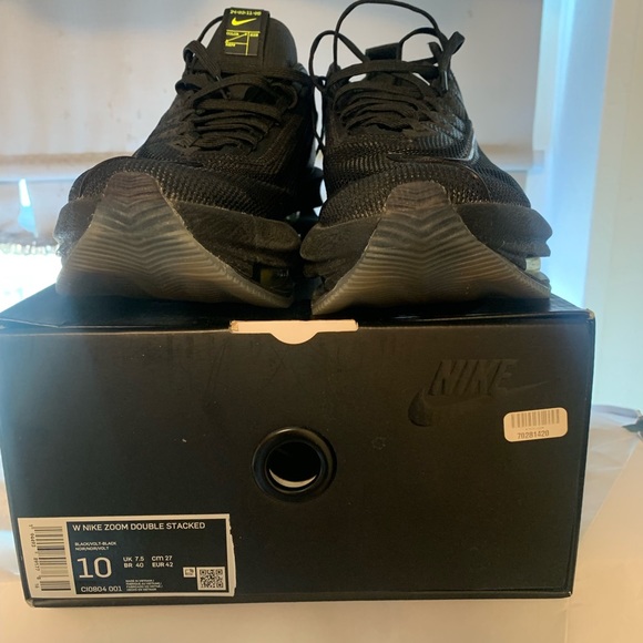 Womens Nike Zoom Double Stacked Volt Black Sneakers - Picture 1 of 15